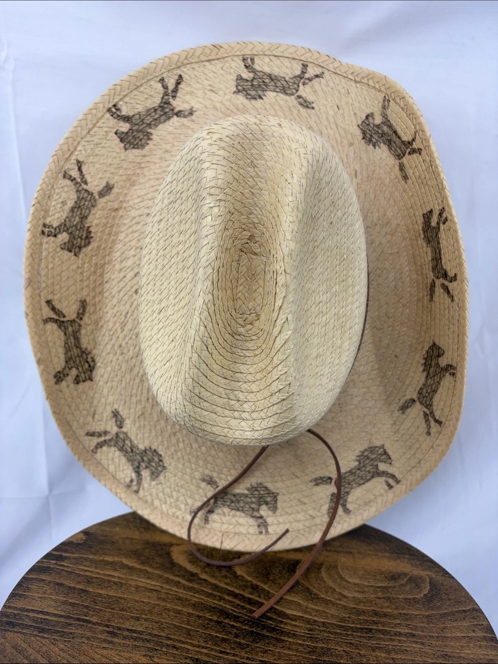 SunBody Kid's Signed Star and Horses Cattleman Straw Cowboy Hat Model #hgkc